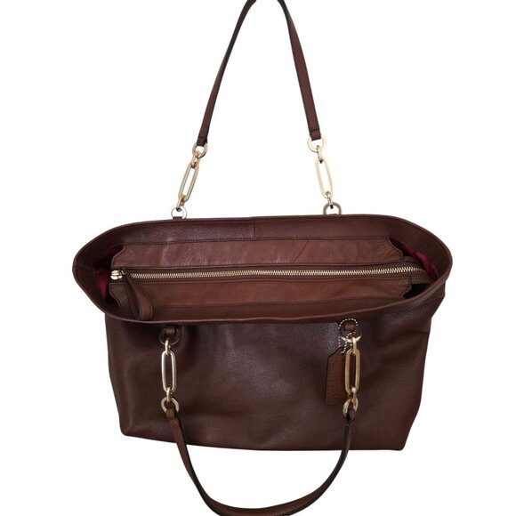Coach MADISON East West Soft Brown Leather Tote Shoulder Bag Gold Hardware 26769 - Picture 3 of 12